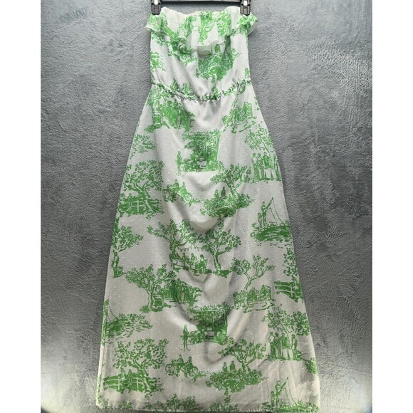 Lilly Pulitzer Dresses & Skirts - Lilly Pulitzer Darleena Maxi Dress Womens XS Green Off Shoulder Spring Fever